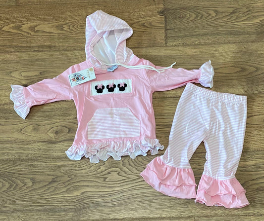 Pink Mouse Smocked Hooded Sets PO49