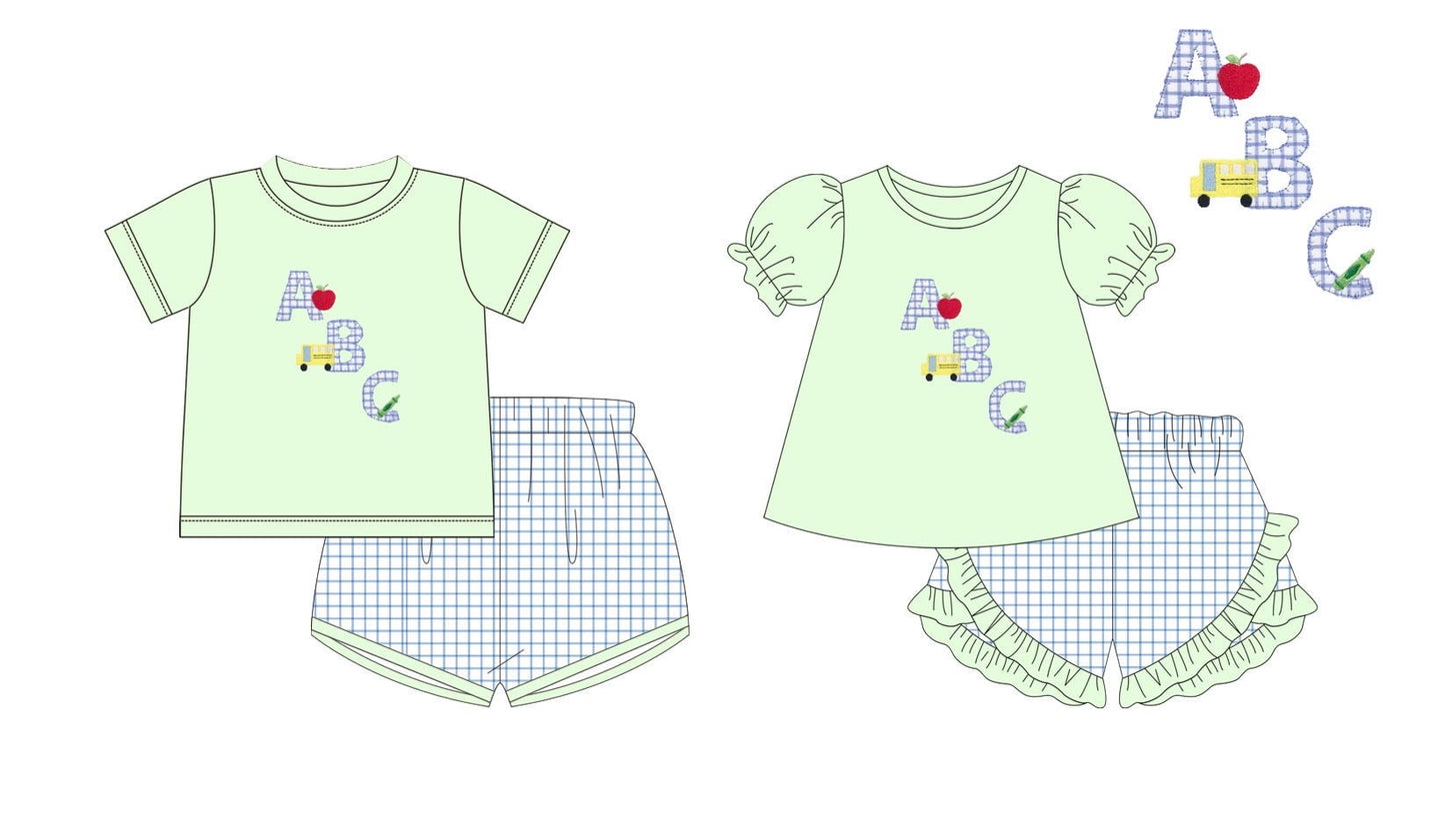 Gingham ABC Embroidered Sets - ETA mid June