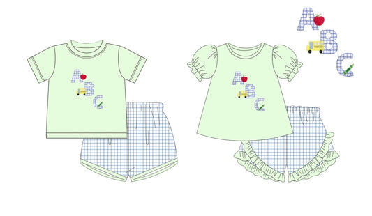 Gingham ABC Embroidered Sets - ETA mid June