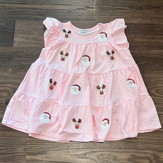 Pink Sequin Christmas Dress