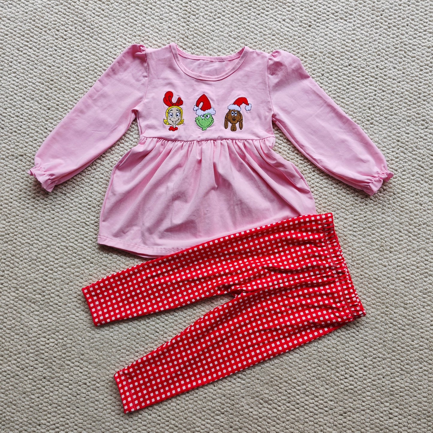 Grinchy Trio Appliqué Girl Set