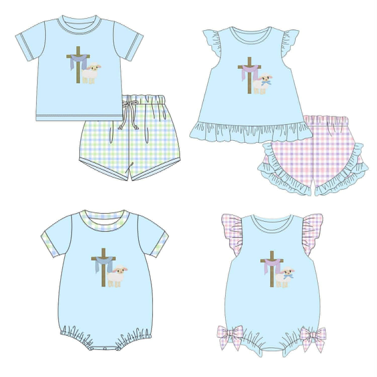Lamb and Cross Embroidered Collection - ETA late February