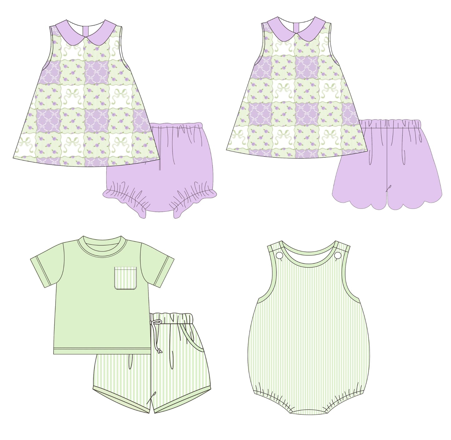 Light Green and Purple Patchwork Collection - ETA mid June