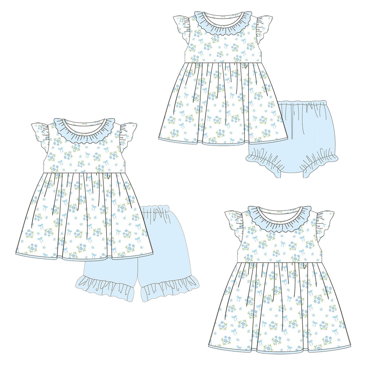 Blue Floral and Bows Collection - ETA early May