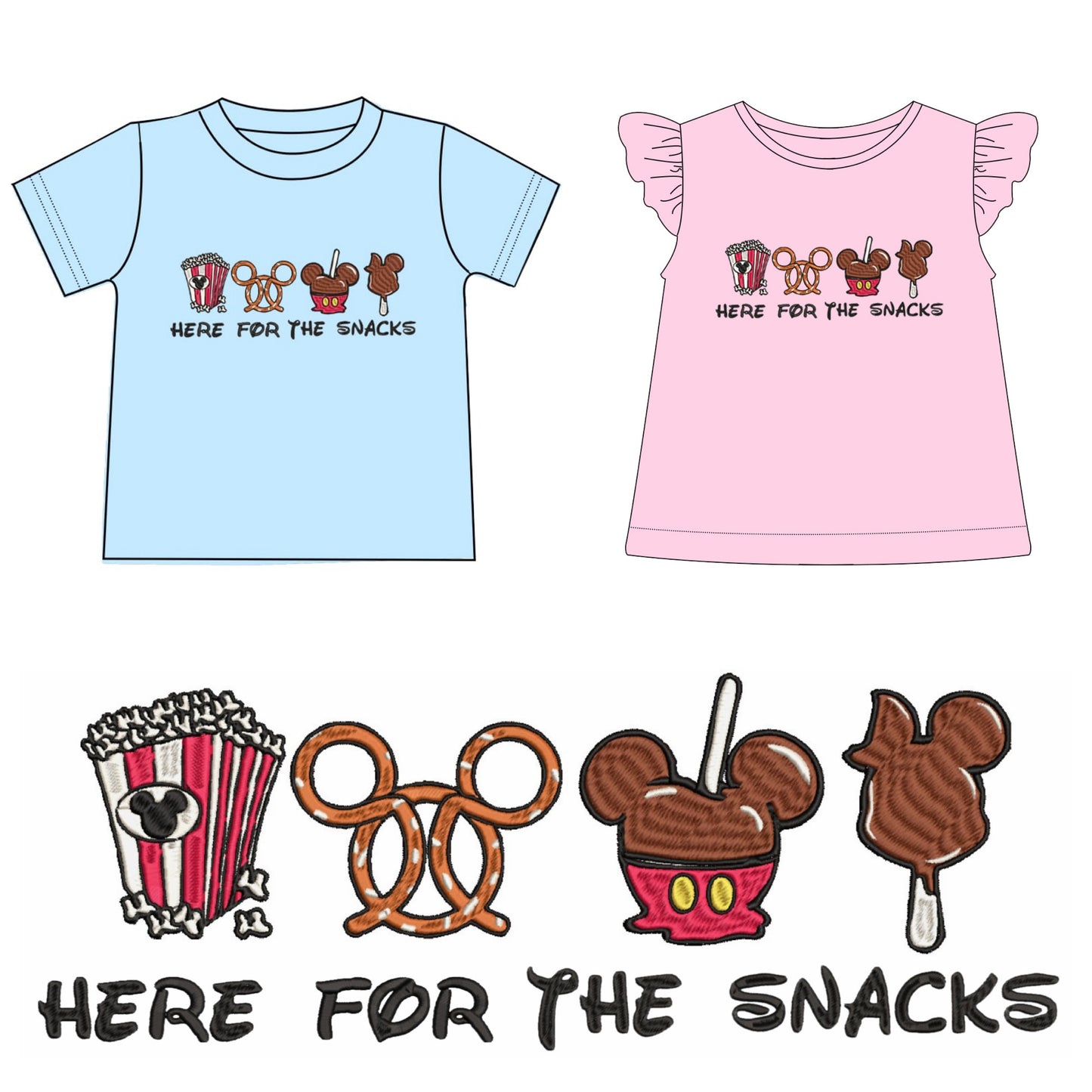 Here For The Snacks Embroidered Shirts - ETA mid August