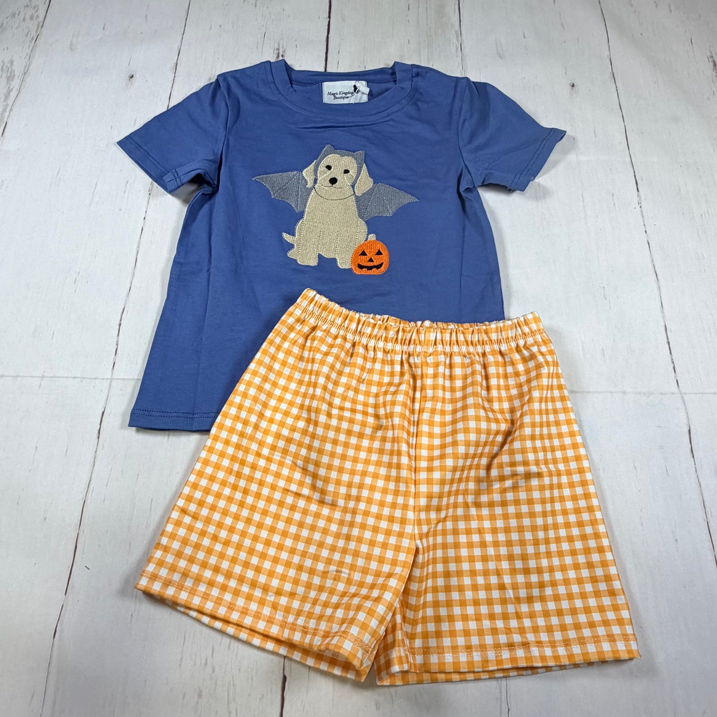 Halloween Dog Embroidered Boy Short Set