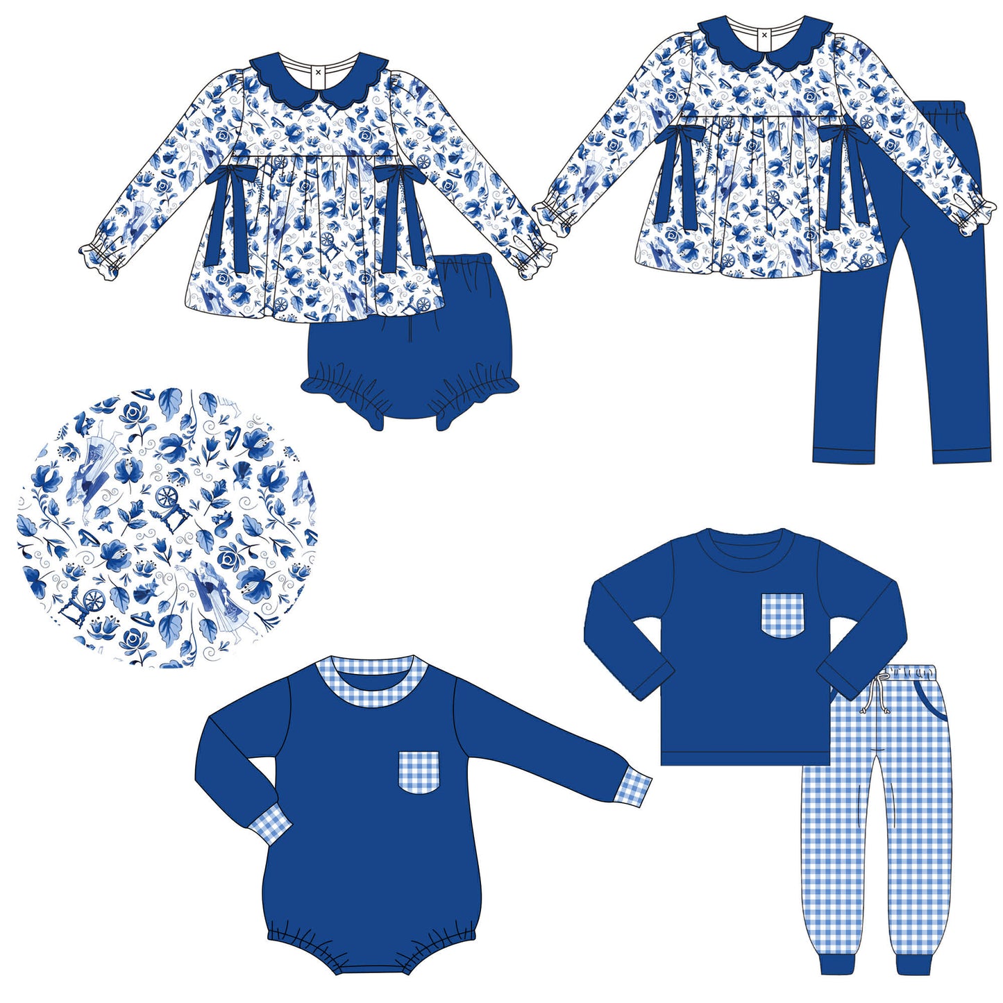 Dark Blue Gingham and Floral Collection - ETA late October