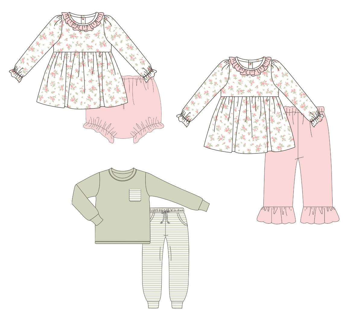 Green Striped and Pink Floral Collection - ETA late January