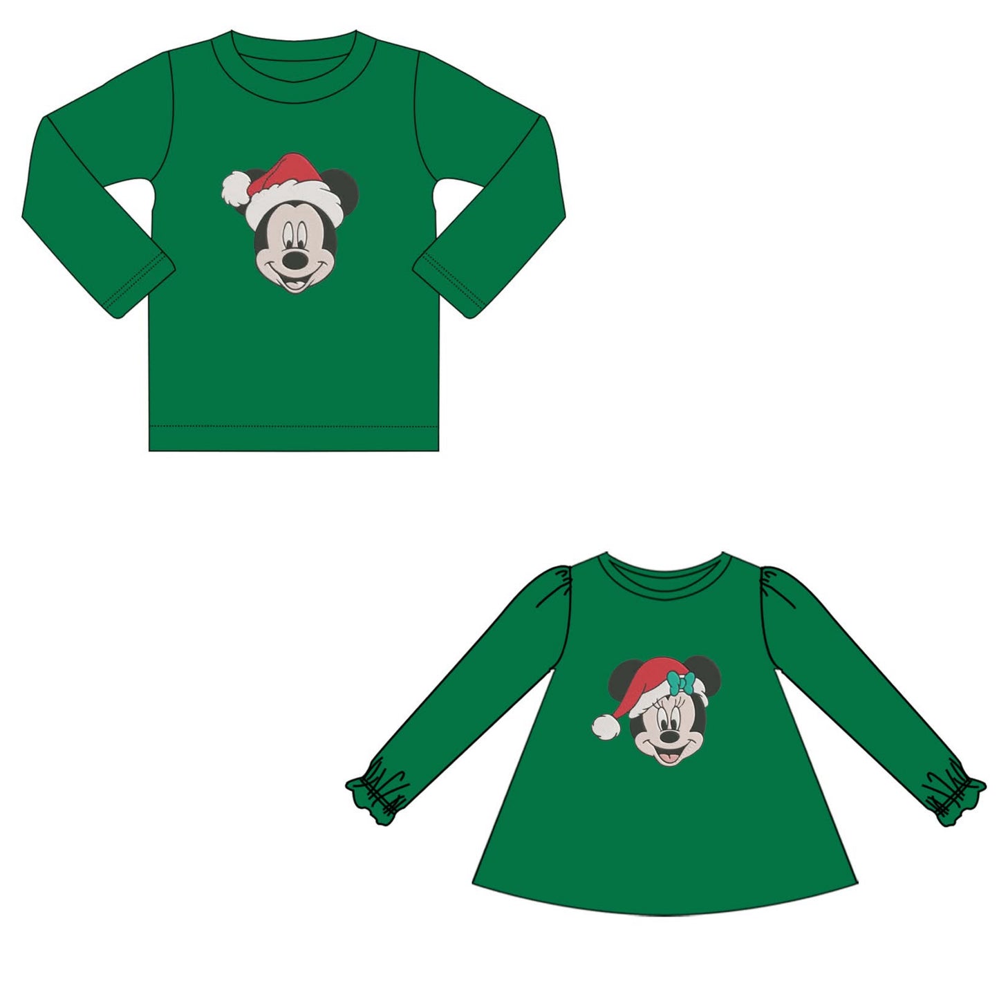 Mouse Christmas Appliqué Long Sleeve Shirts - ETA early November