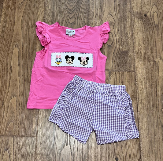 Mouse and Friends Smocked Girl Short Set PO46