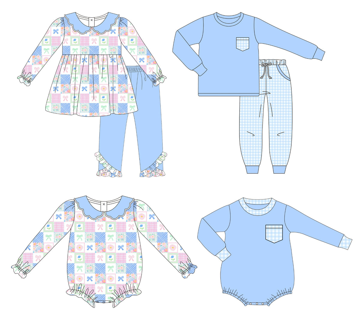 Blue Gingham and Patchwork Collection - ETA late January