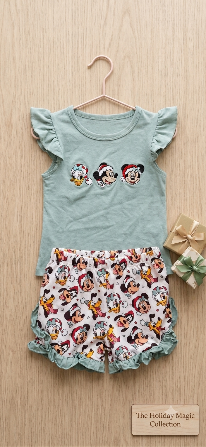 Character Christmas Embroidered Short Sets - ETA late September