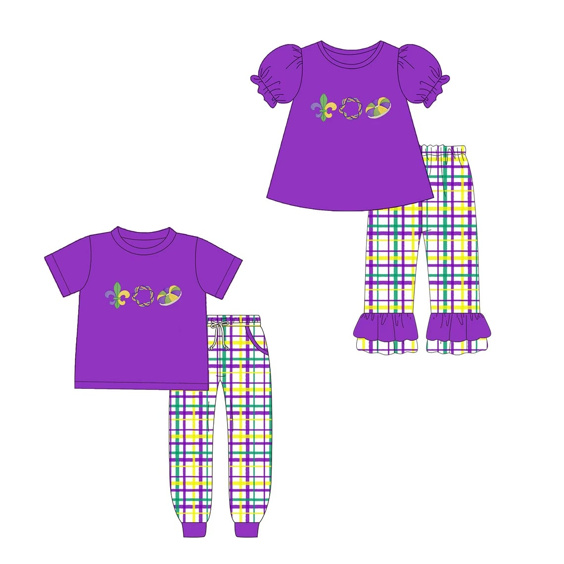 Mardi Gras Trio Embroidered Sets - ETA mid December