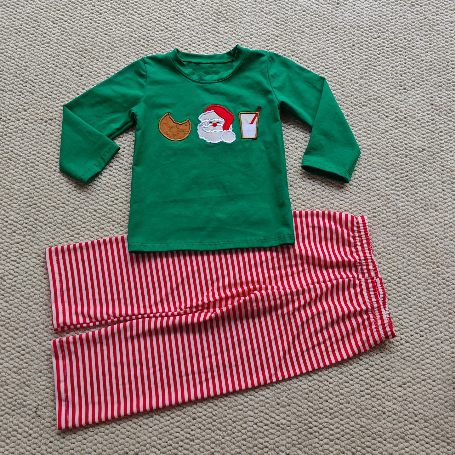 Santa, Milk and Cookies Appliqué Boy Set