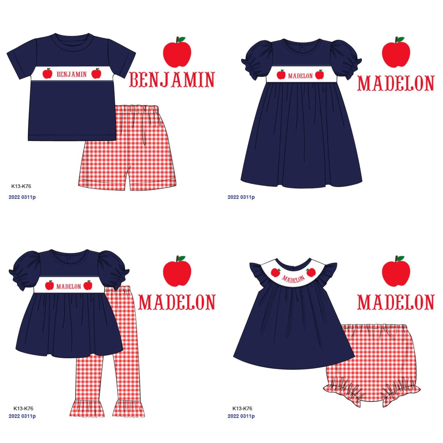 Apple Personalized Smocked Collection PO58 - ETA mid June