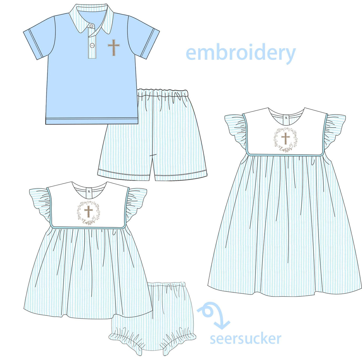 Seersucker and Cross Embroidered Collection - ETA early March