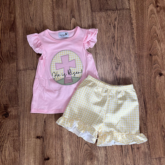 He Is Risen Embroidered Girl Set