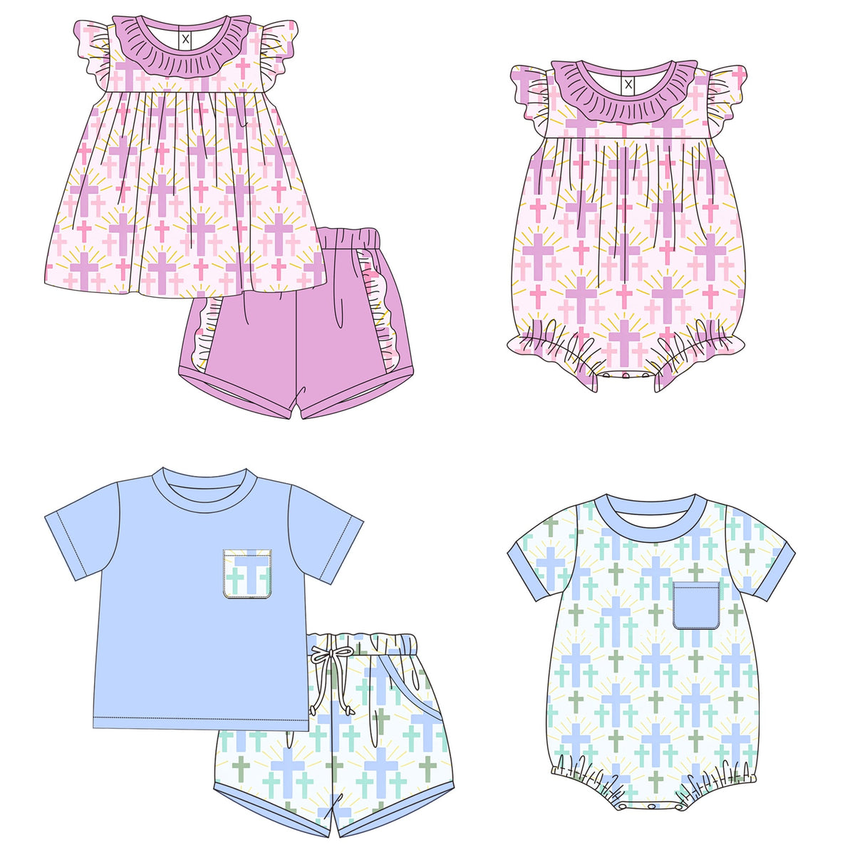 Pink / Blue Crosses Collection - ETA early March
