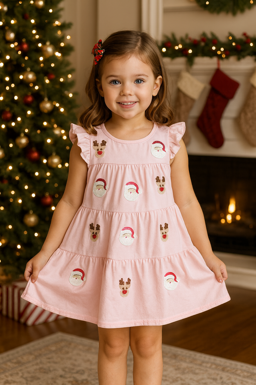 Pink Sequin Christmas Dress