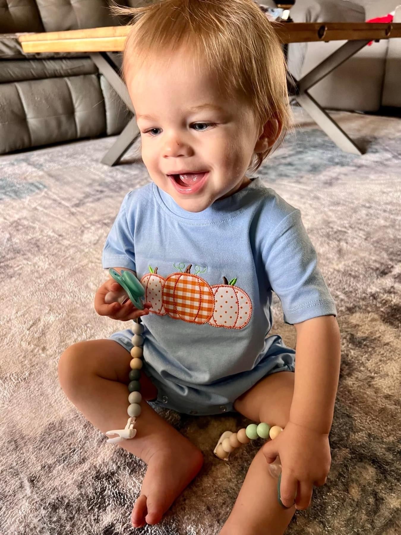 Orange Gingham and Bitty Dot Appliqué Pumpkins Bubble