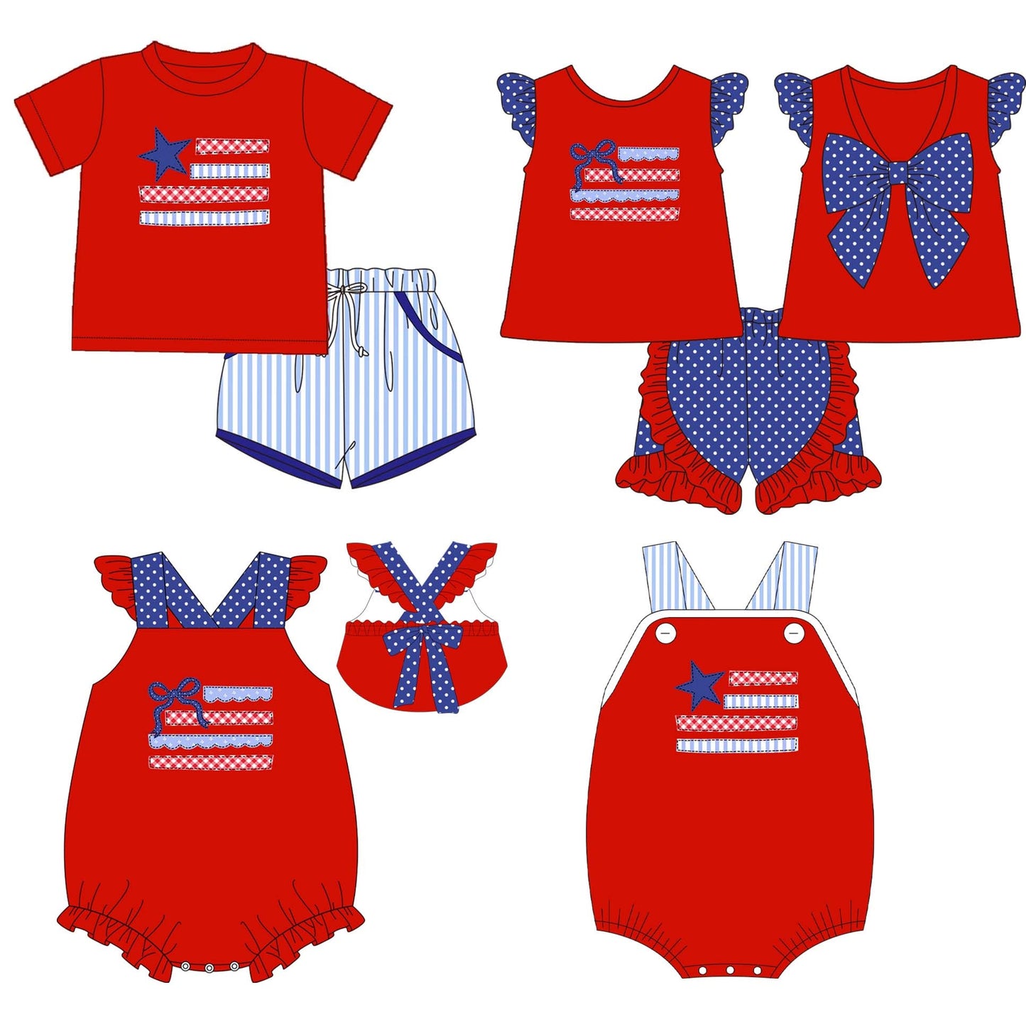 Flag Gingham and Stars Embroidered Collection - ETA early May