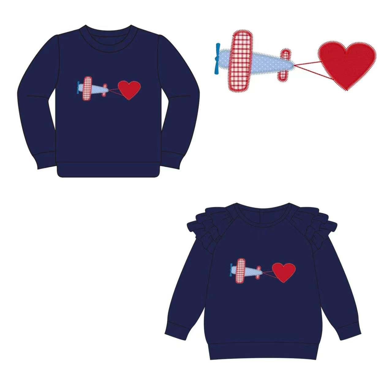 Airplane Heart Embroidered Pullovers - ETA mid December