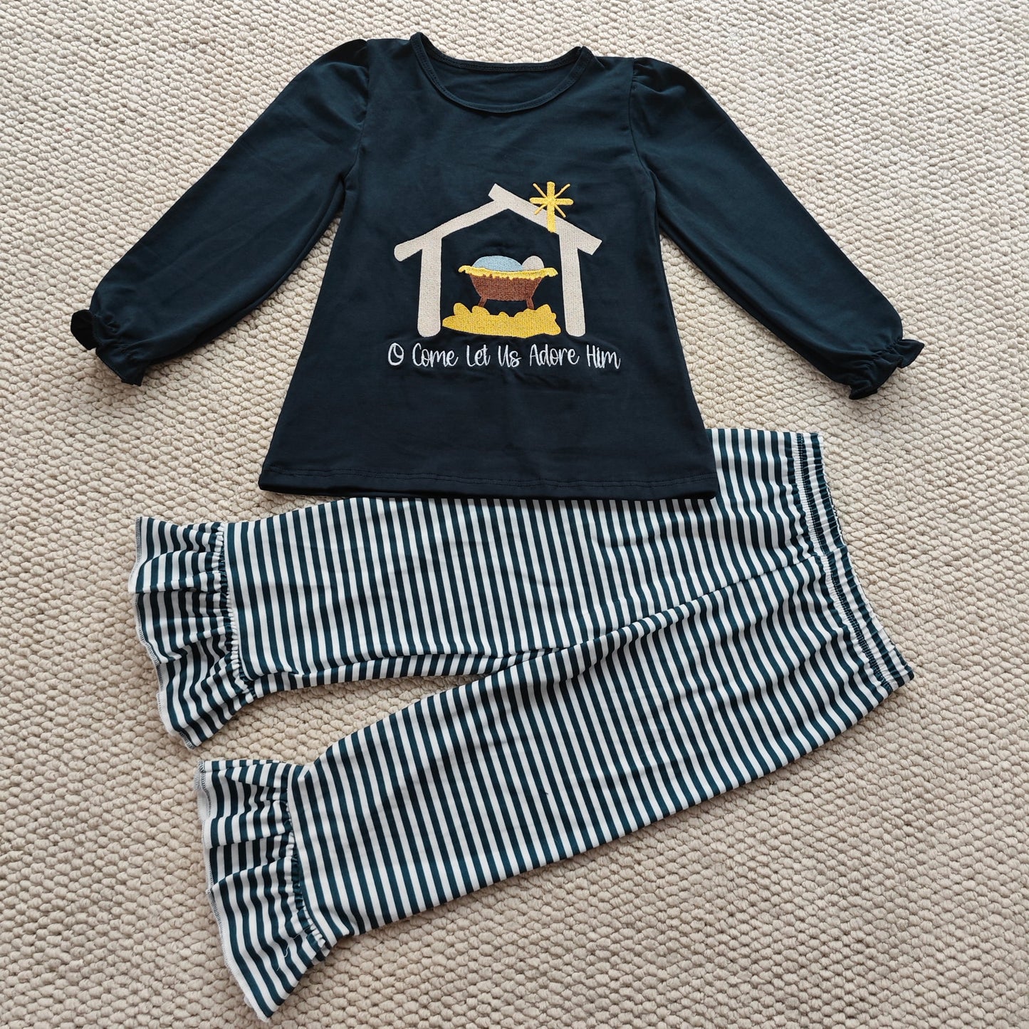 Let Us Adore Him Appliqué Girl Set