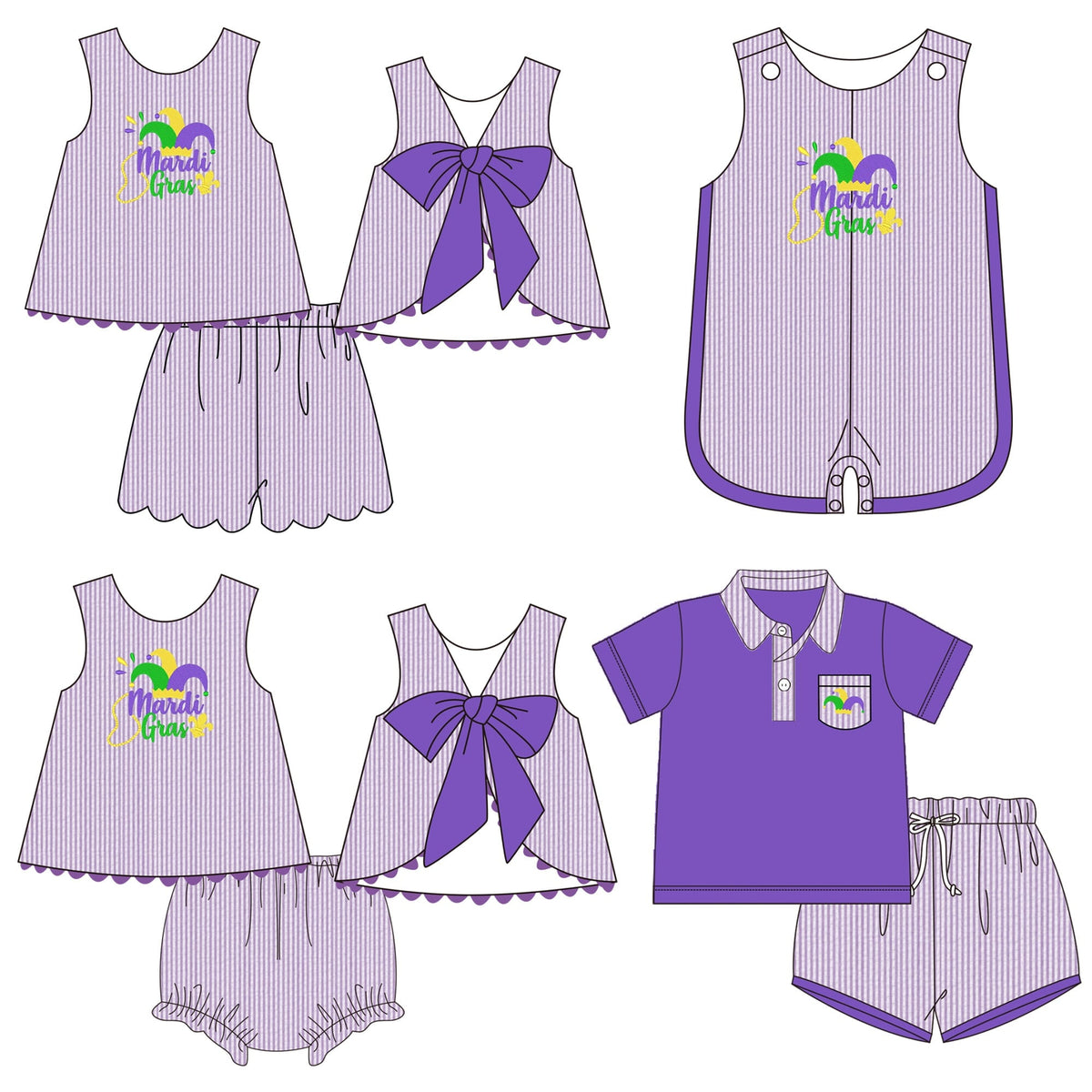 Purple Seersucker Mardi Gras Embroidered Collection - ETA late January