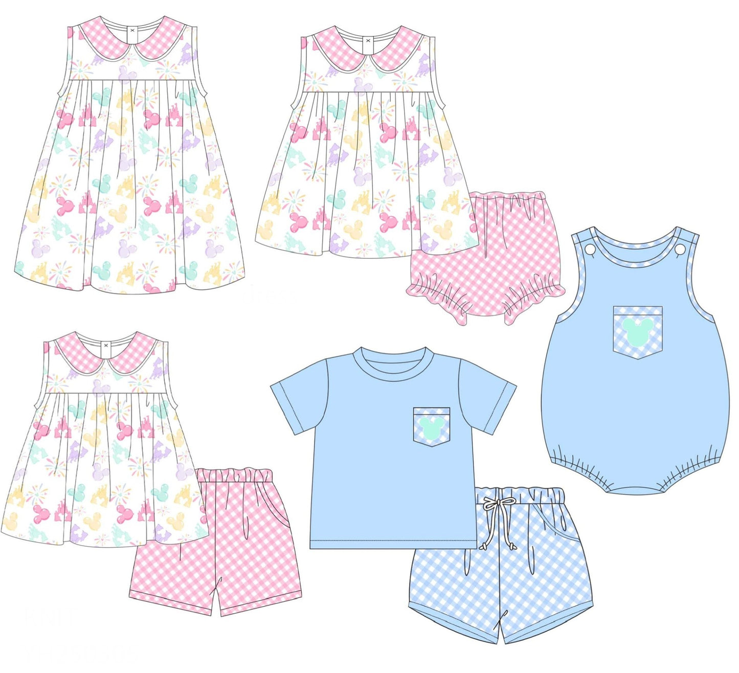 Blue / Pink Gingham Mouse Collection - ETA mid June