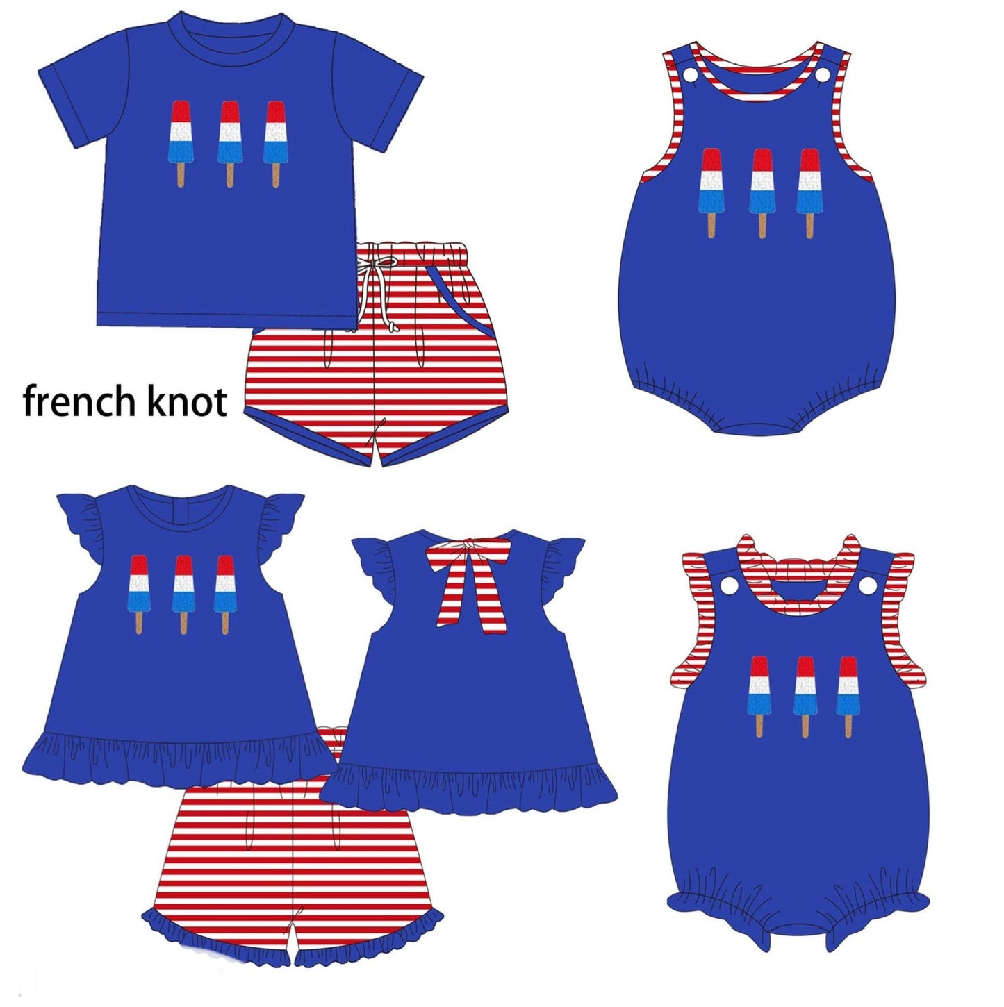 Patriotic Bomb Pops French Knot Collection - ETA early May