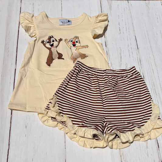 Chip and Dale Embroidered Girl Set