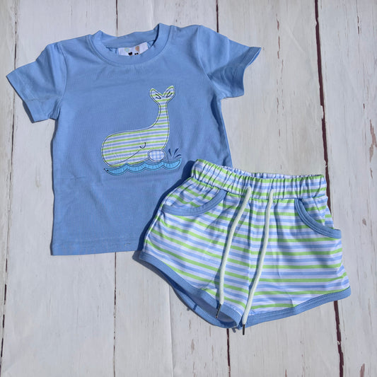Whale Embroidered Boy Set