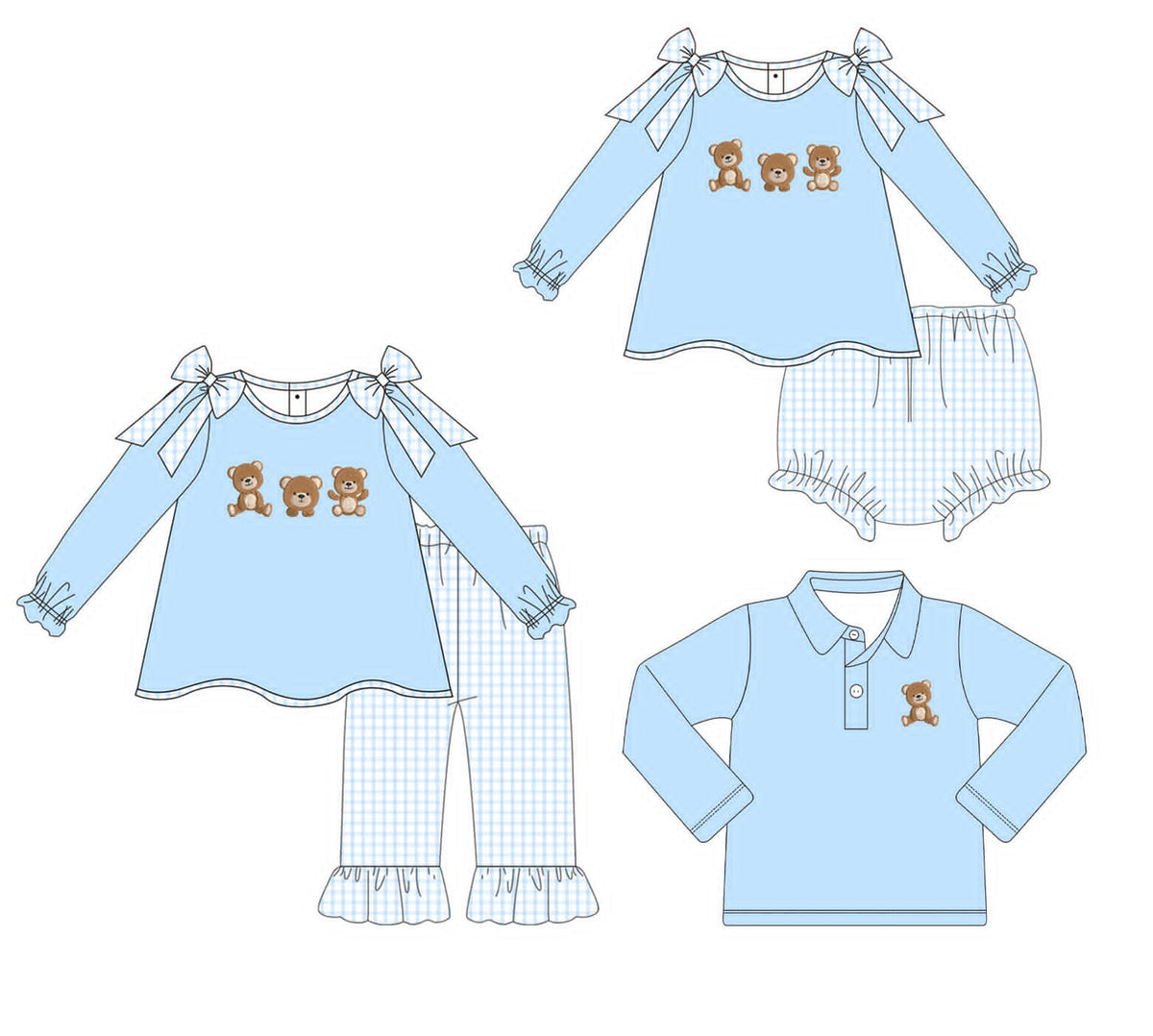 Bear Trio Embroidered Collection - ETA mid January