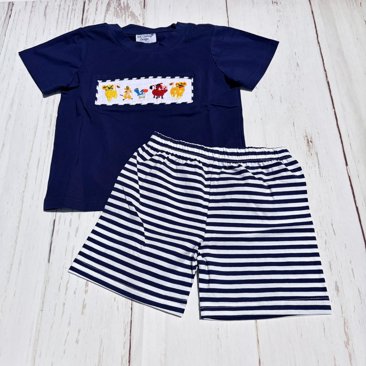 Lion King Smocked Boy Short Set PO58