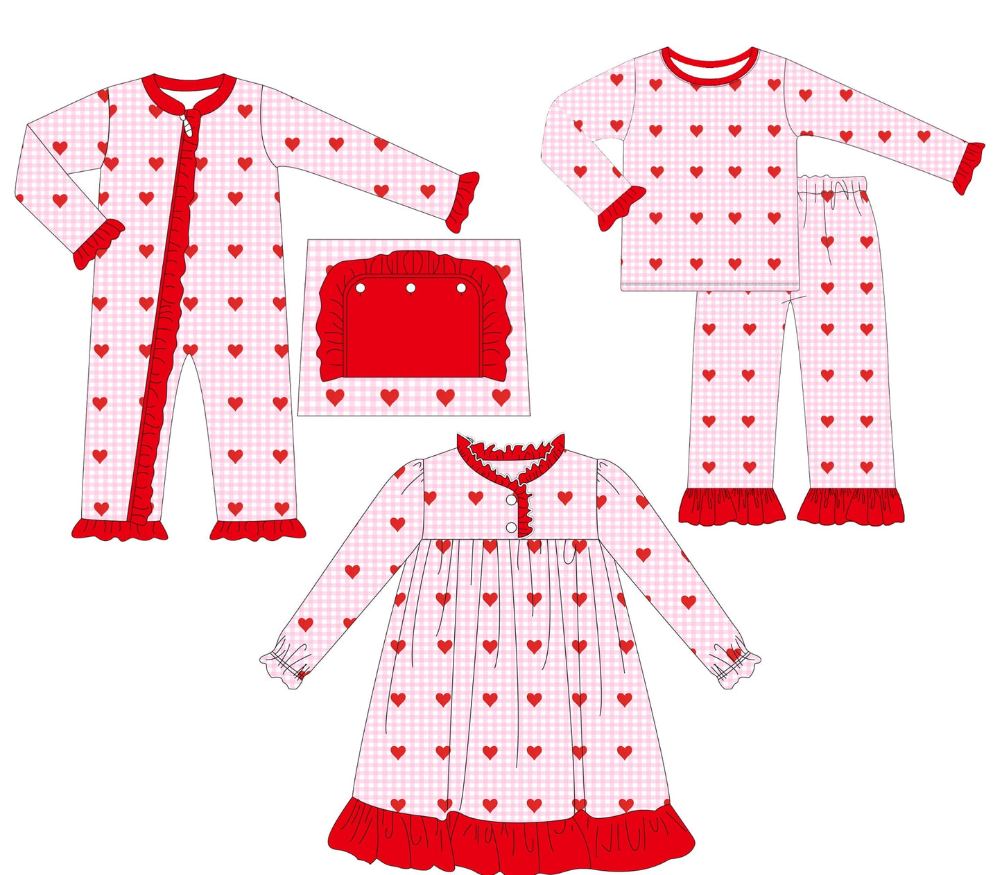 Pink Gingham and Hearts PJ Collection - ETA mid December