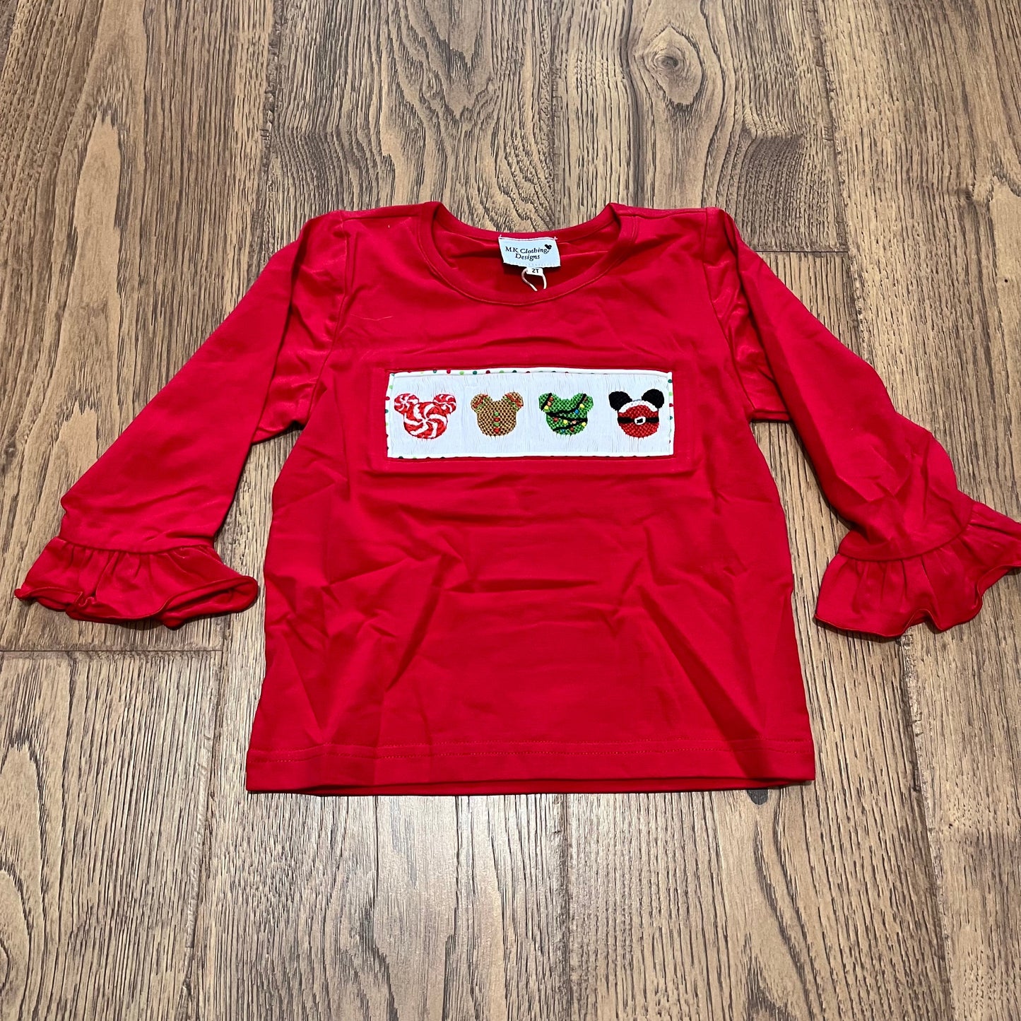 Christmas Mouse Smocked Girl Shirt PO48