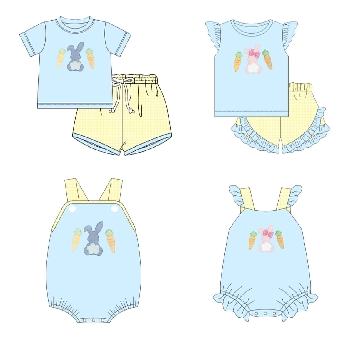 Carrots and Bunny Embroidered Collection - ETA late February