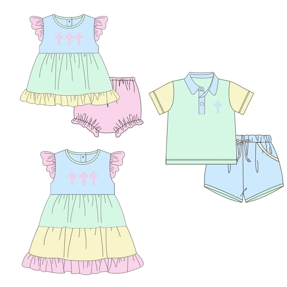 Color Block Cross Embroidered Collection - ETA late February