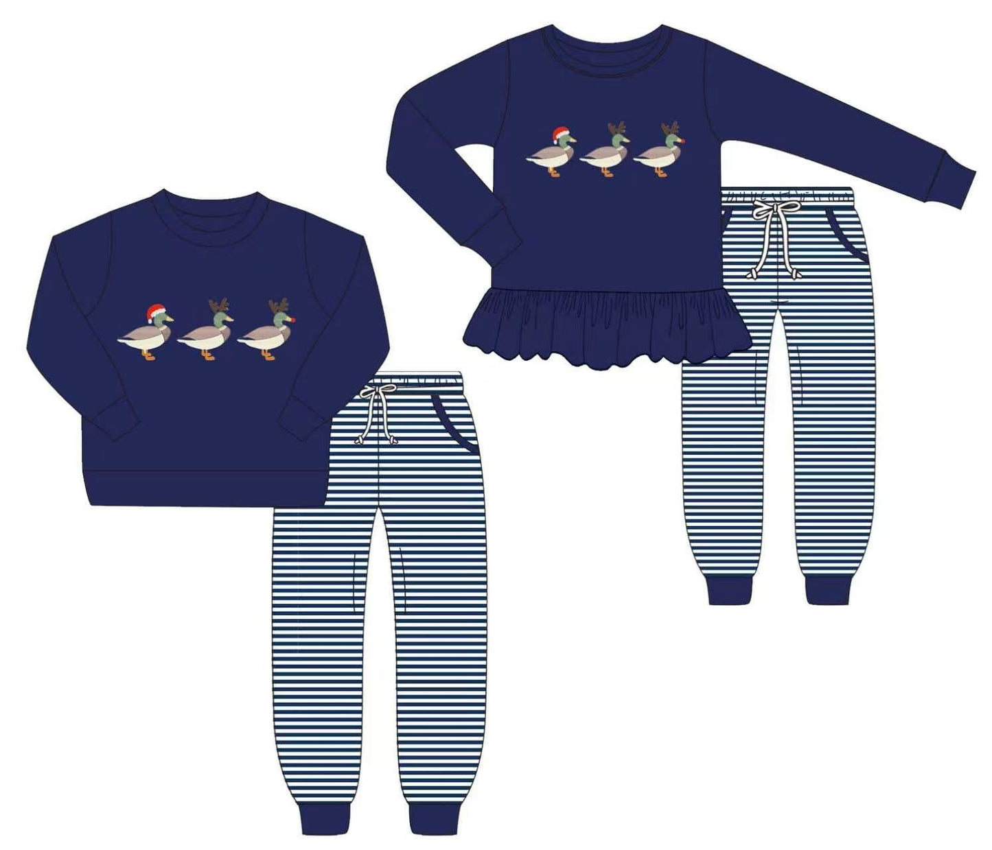 Christmas Mallard Trio Embroidered Sets - ETA early October