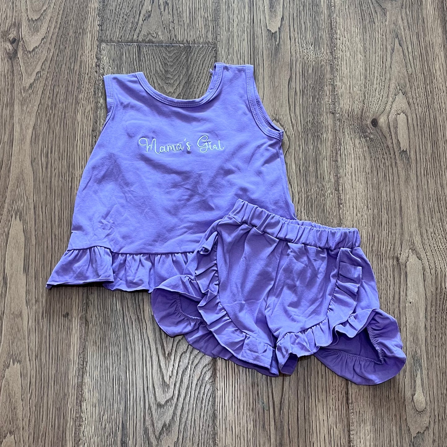 Mama's Girl Purple Bow Back Short Set