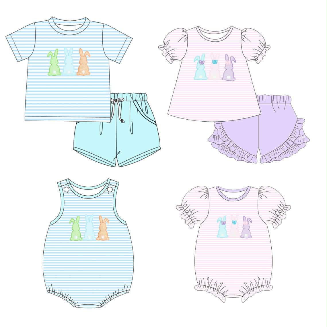 Bunny Trio Embroidered Collection - ETA late February