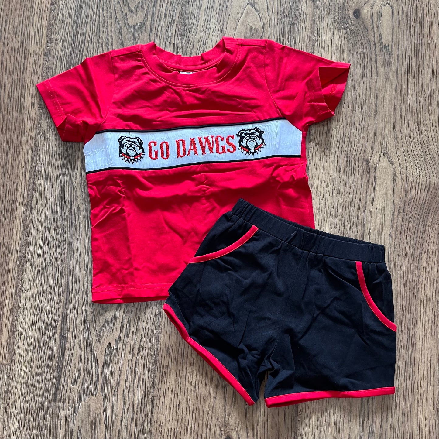 UGA Smocked Boy Short Set PO40