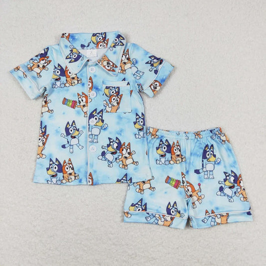 Blue Dog Button Up Pajamas - ETA mid June