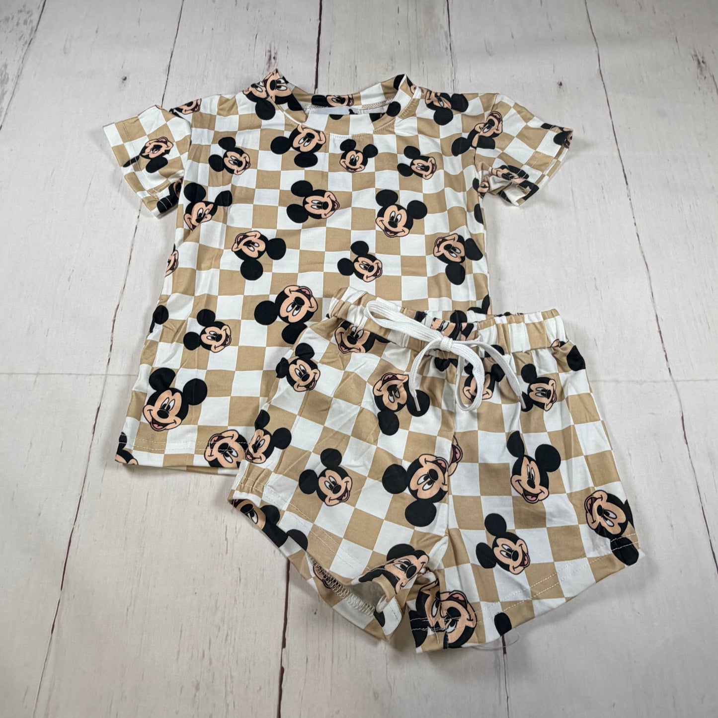 Tan Checkered Mouse Boy Set