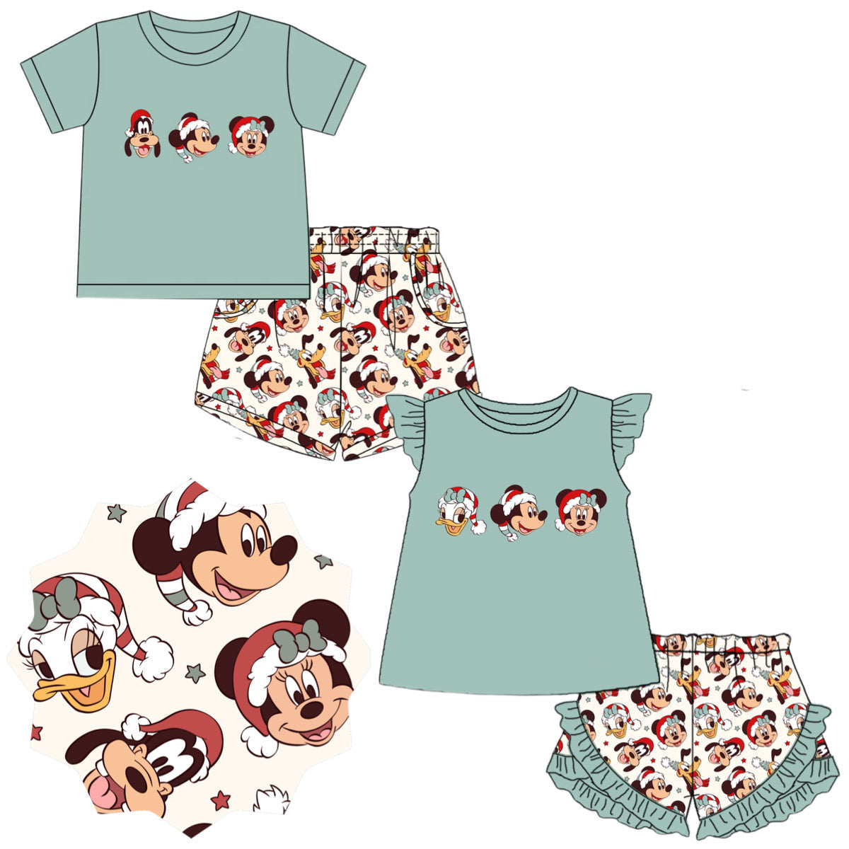 Character Christmas Embroidered Short Sets - ETA late September
