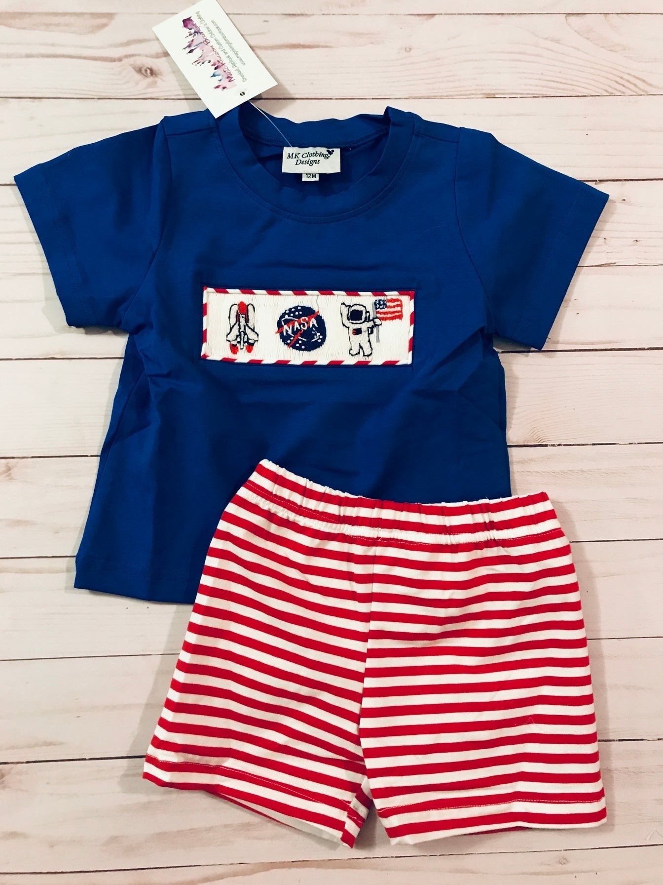 NASA Smocked Boy Short Set PO46