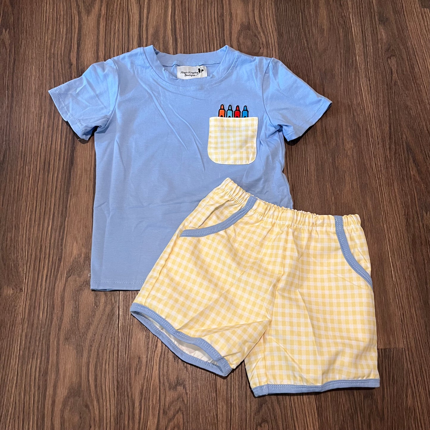 Pencil Pocket Appliqué Boy Short Set