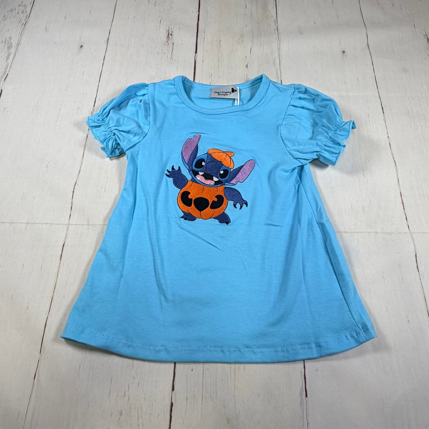 Stitch Halloween Embroidered Girl Shirt