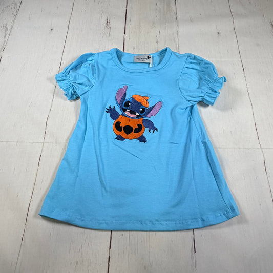 Stitch Halloween Embroidered Girl Shirt