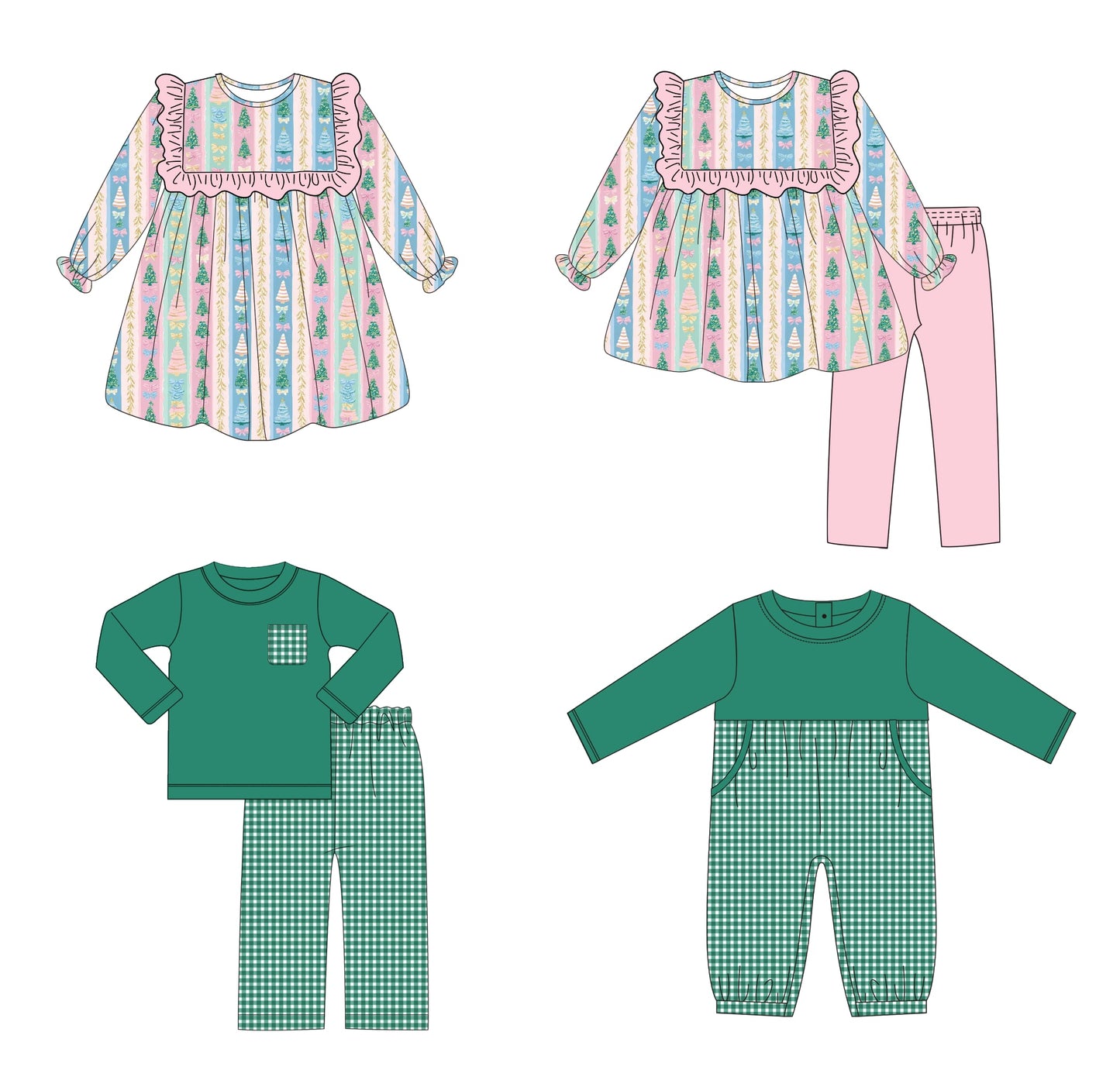 Green Gingham and Christmas Trees Collection - ETA late November